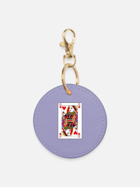 Herz-Dame-Spielkarte - Runder Schlüsselanhänger - Lavendel
