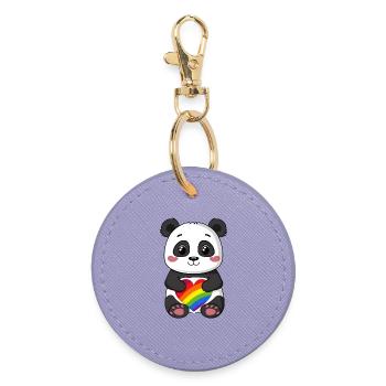 Panda-Karikatur mit einem Pride-Regenbogenherz - Runder Schlüsselanhänger - Lavendel - Vorne