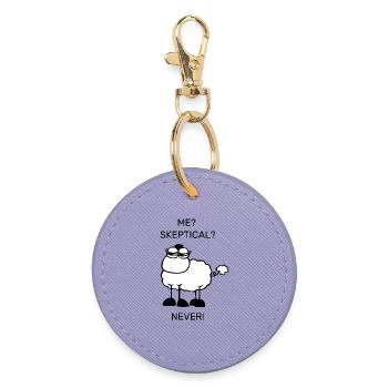 Skeptical sheep - Round Keyring - lavender - Front