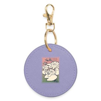Seerosen Illustration – Ruhe & Natur - Runder Schlüsselanhänger - Lavendel - Vorne