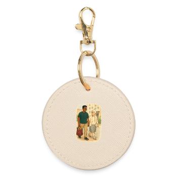 Grand-mère Karin avec son petit-fils - Porte-clés rond - huître - Devant