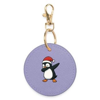 Pinguin Santa Dab - Runder Schlüsselanhänger - Lavendel - Vorne