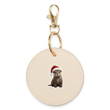 Une mignonne loutre prête pour le festin - Porte-clés rond - huître - Devant