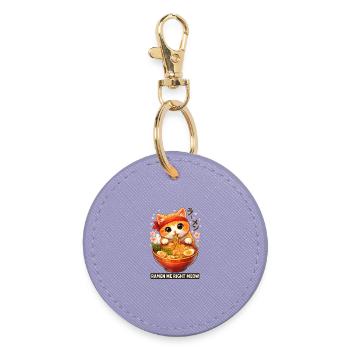 Cats Ramen Noodle Japanese Anime Manga Kawaii - Round Keyring - lavender - Front