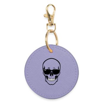 Line skull Spike black contrast with smile - Round Keyring - lavender - Front