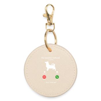 My Dog Swedish Vallhund Is Calling  - Round Keyring - oyster - Front