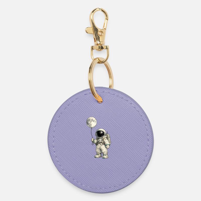 Moon balloon and astronaut - Round Keyring - lavender