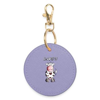 Love Kuh - Runder Schlüsselanhänger - Lavendel - Vorne