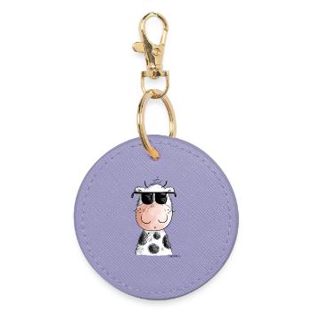 Cool cow with glasses I cow with sunglasses - Round Keyring - lavender - Front