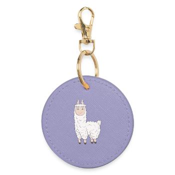 An adorable Llama - Round Keyring - lavender - Front
