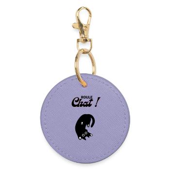 Freewheeling cat! - Round Keyring - lavender - Front