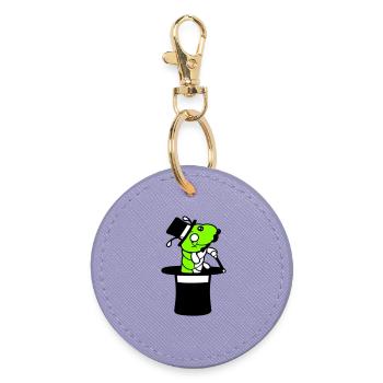 Caterpillar Sir Mr rich monocle top hat magician - Round Keyring - lavender - Front