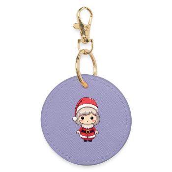 Chibi Santa Fille - Porte-clés rond - lavande - Devant