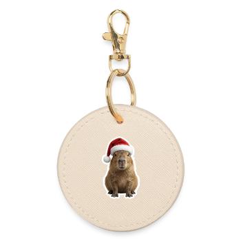Capybara Chill et Chapeau de Noël - Porte-clés rond - huître - Devant