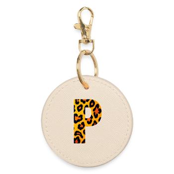 Leopard_Buchstabenmuster_ _P - Porte-clés rond - huître - Devant