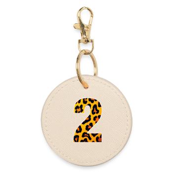 Leopard Neon Tierprint - Runder Schlüsselanhänger - Auster - Vorne