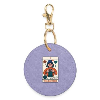 Cozy Knitter Card - Runder Schlüsselanhänger - Lavendel - Vorne