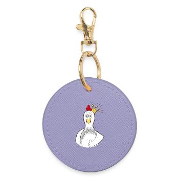 Huhn mit Krone - Runder Schlüsselanhänger - Lavendel - Vorne