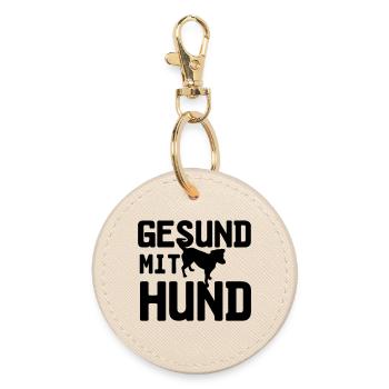 Gesund mit Hund, Hunde, Tier, Medizin, Geschenk - Runder Schlüsselanhänger - Auster - Vorne