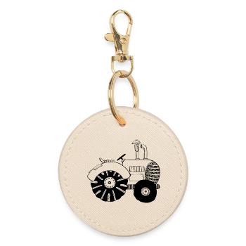 Tracteur chic - tracteur - tracteur - Bulldog - Porte-clés rond - huître - Devant