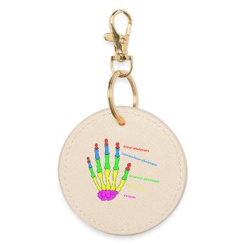 Hand Knochen Anatomie Mensch Evolution Physio - Runder Schlüsselanhänger - Auster - Vorne