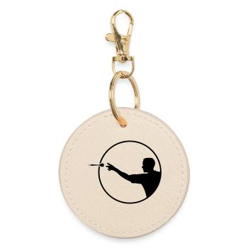 dartspieler sport logo - Runder Schlüsselanhänger - Auster - Vorne