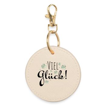 Viel Glück Glueck ! Kleeblätter - Runder Schlüsselanhänger - Auster - Vorne