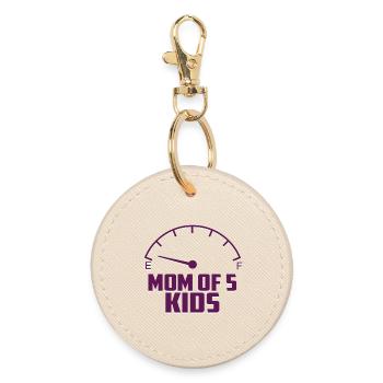 Mother of 5 children - Round Keyring - oyster - Front