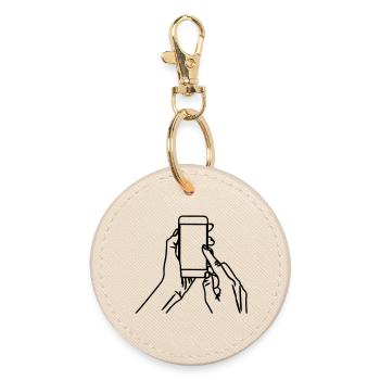 Smartphone in your hands - Round Keyring - oyster - Front