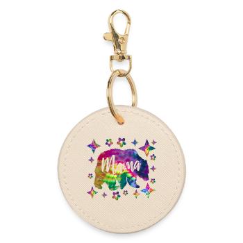 Mama Bär Batik Tie Dye - Runder Schlüsselanhänger - Auster - Vorne