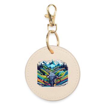 Road, Road, Mountain - Round Keyring - oyster - Front