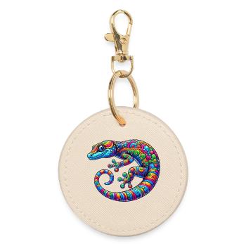 Gecko - Runder Schlüsselanhänger - Auster - Vorne