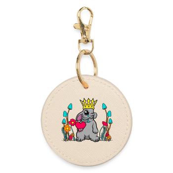 Vintage rétro lapin coeur amour Nature fleurs - Porte-clés rond - huître - Devant