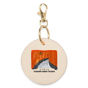 Kyoto, Red Torii, Fushimi Inari Taisha, Japan - Round Keyring - oyster - Front