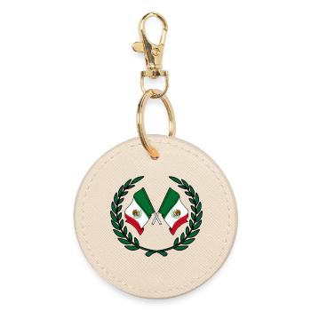 Drapeaux du Mexique en couronne de laurier - Porte-clés rond - huître - Devant