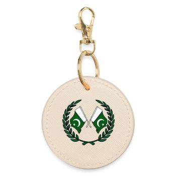 Flags Pakistan in laurel wreath - Round Keyring - oyster - Front