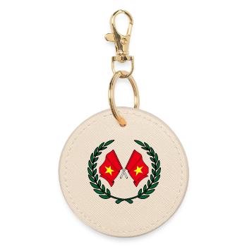 Flags Vietnam in laurel wreath - Round Keyring - oyster - Front