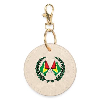 Flags Guyana in laurel wreath - Round Keyring - oyster - Front