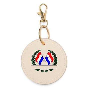 Drapeaux des Pays-Bas couronne de laurier bannière - Porte-clés rond - huître - Devant