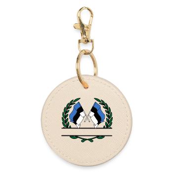 Flags Estonia laurel wreath banner - Round Keyring - oyster - Front