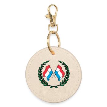 Flags Luxembourg in laurel wreath - Round Keyring - oyster - Front