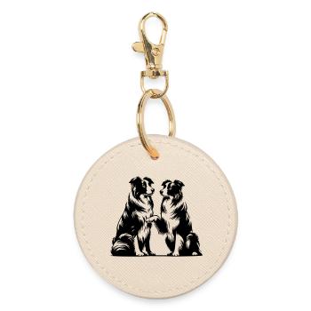 Border Collie - Round Keyring - oyster - Front