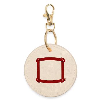 Wooden frame curved - Round Keyring - oyster - Front