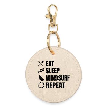 Eat Sleep Windsurfing Repeat - Round Keyring - oyster - Front
