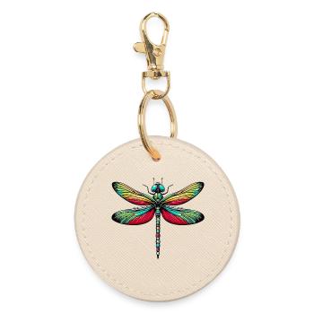 Libelle - Runder Schlüsselanhänger - Auster - Vorne