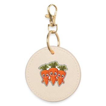 Karla, Kalle and Kim – The Carrot Friends - Round Keyring - oyster - Front
