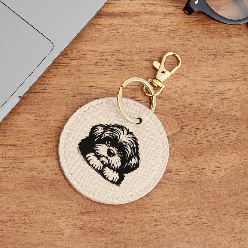Shih Tzu Head with Paws Round Keyring