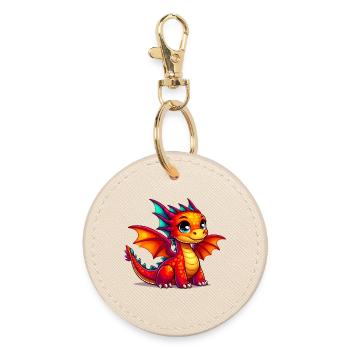 Drache - Runder Schlüsselanhänger - Auster - Vorne