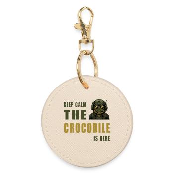Crocodile in Action – Keep Calm - Round Keyring - oyster - Front