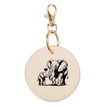 Idée cadeau éléphant maman bébé fête des mères - Porte-clés rond - huître - Devant